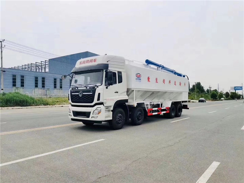 國六東風天龍前四後八散裝飼料運輸車